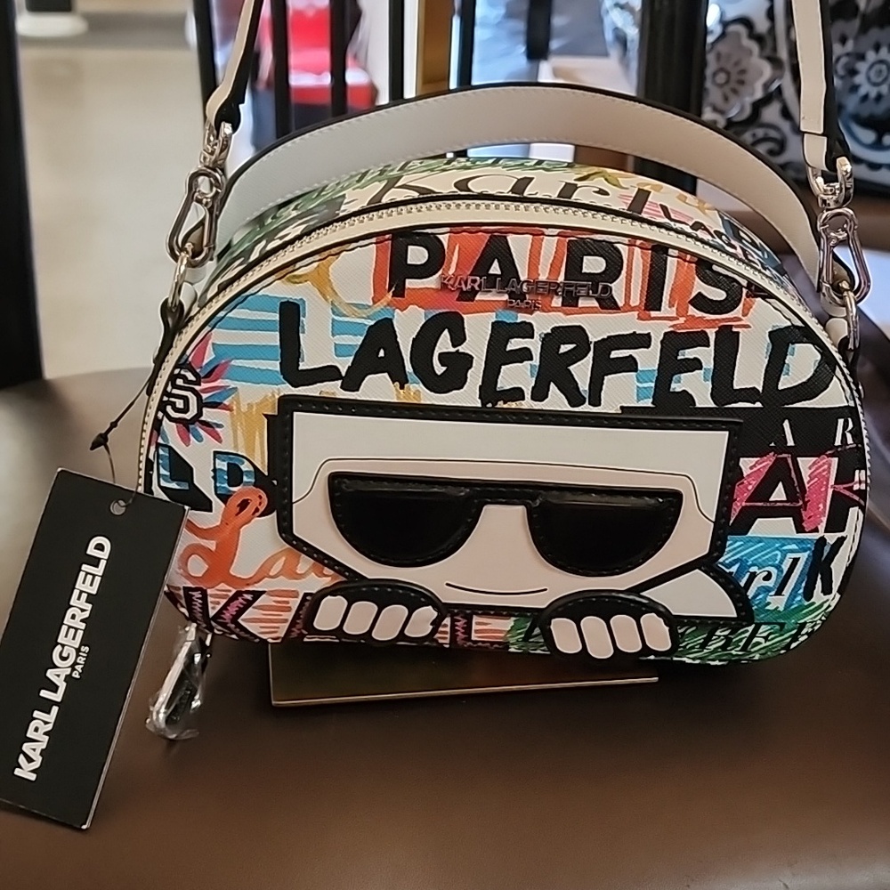 Karl Lagerfeld Multicolor Graffiti Mini Dome Crossbody Nwt - Picture 13 of 13